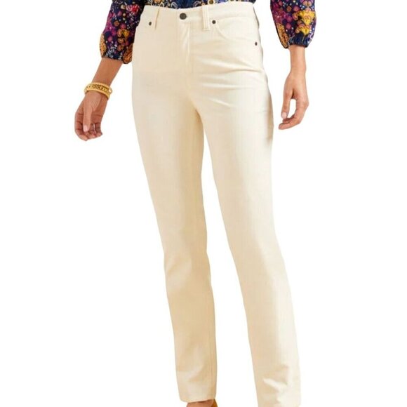 Talbots Curvy Straight Ivory Corduroy Pants Size 10p - Picture 1 of 6